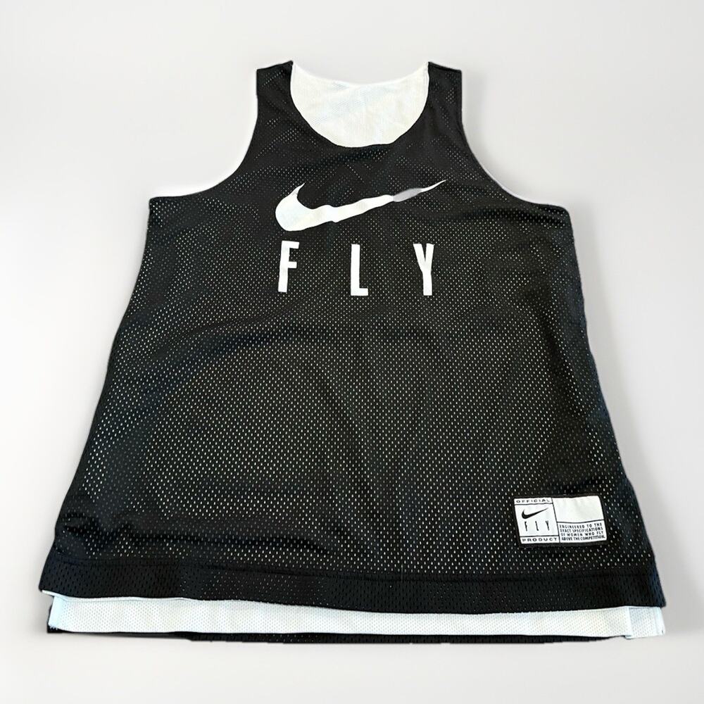 Nike Womens Black White Swoosh Fly Reversible Basketball Jersey S CK6607-010